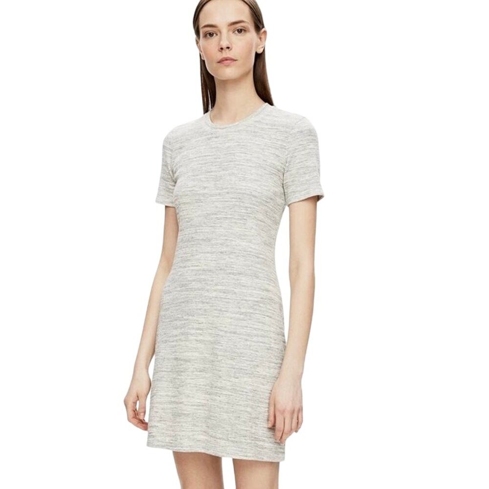 Theory Ribbed T-Shirt Mini Dress in Melange Grey Size Small